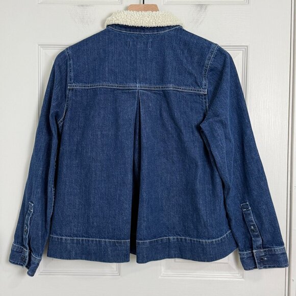 Madewell Denim Jacket Womens Small Blue Northward Cropped‎ Army Sherpa Collar - Picture 2 of 13